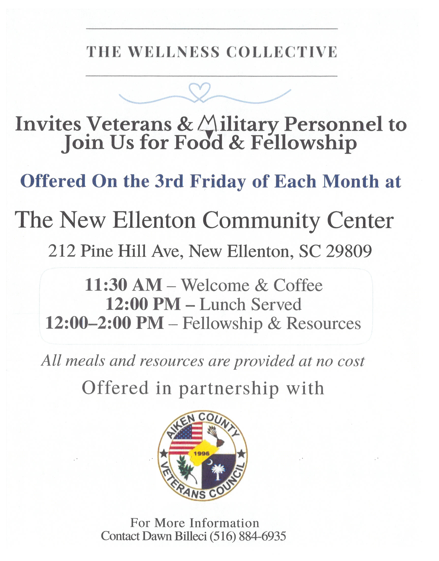 Wellness Collective flyer information for Veterans